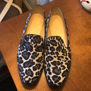 EUC J CREW GEORGIE LOAFERS SZ 9 LEOPARD